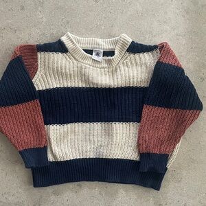 Petit Bateau Navy, Cream, and Rust Striped Sweater